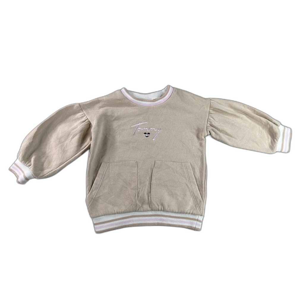 Tommy Hilfiger Heart Graphic Sweatshirt 2T Khaki Cotton Crewneck Long Sleeve Men